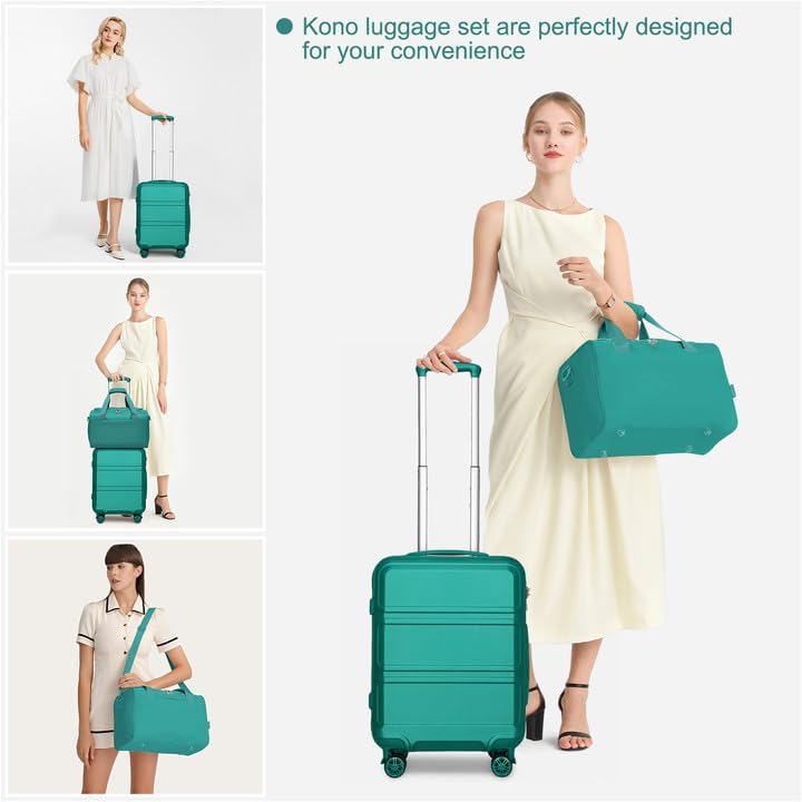 KONO 55cm Rollkoffer Handgepäck Trolley Set 2 Teilig Gepäcksets, Kleiner Koffer mit Rollen Handgepäc