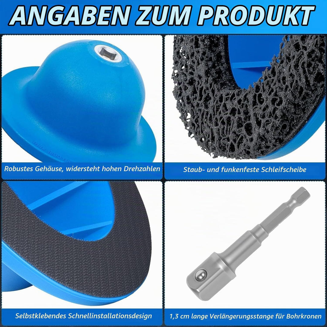 Silizium Karbid Radnabenschleifer mit Akkuschrauber-Adapter inkl, Innen-Ø 90mm Aussen-Ø 150mm Kugelk