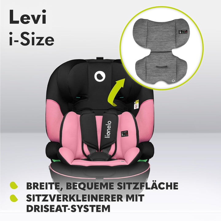 LIONELO LEVI I-SIZE 76-150 cm Kinderautositz, Gruppe 1 2 3, Seitenschutz, 10 Grad Kopfstützenverstel