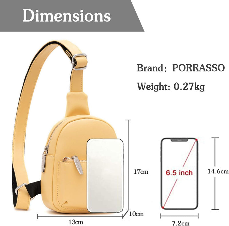 PORRASSO Damen Brusttasche Mode Sling Bag Mädchen Wasserdicht Schultertasche Leder Crossbody Umhänge