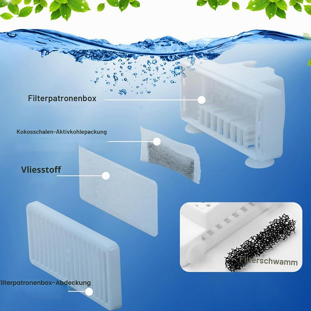 6 Stück Ersatzfilter für Pet Wasserbrunnen - T-förmige Filter-Nachfüllung mit 3-Fach Filtersystem (A
