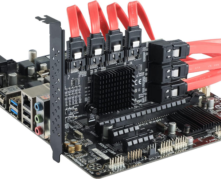 MZHOU PCI-E SATA Erweiterungskarte,10 Port PCI Express SATA Controller Karte, 6 Gbit/s SATA 3.0 PCIe