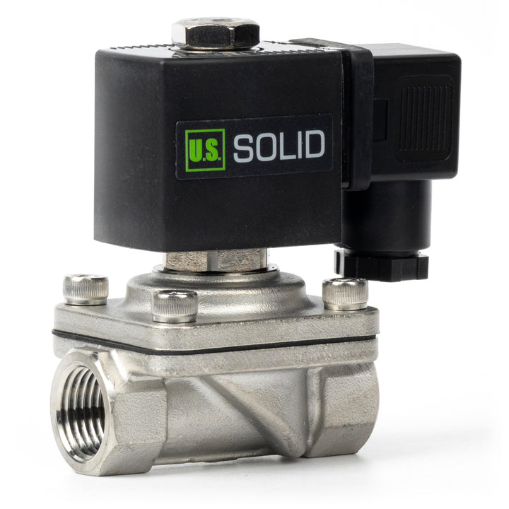 U.S. Solid 1/2" Magnetventil - Edelstahl DC 12V mit Viton-Dichtung, stromlos geschlossen, Anschlussd