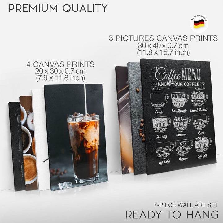 Novart Wandbilder Kaffee Coffee - KOMPLETT AUFHÄNGFERTIG - Küche Esszimmer Küchenbilder- 7 Moderne M