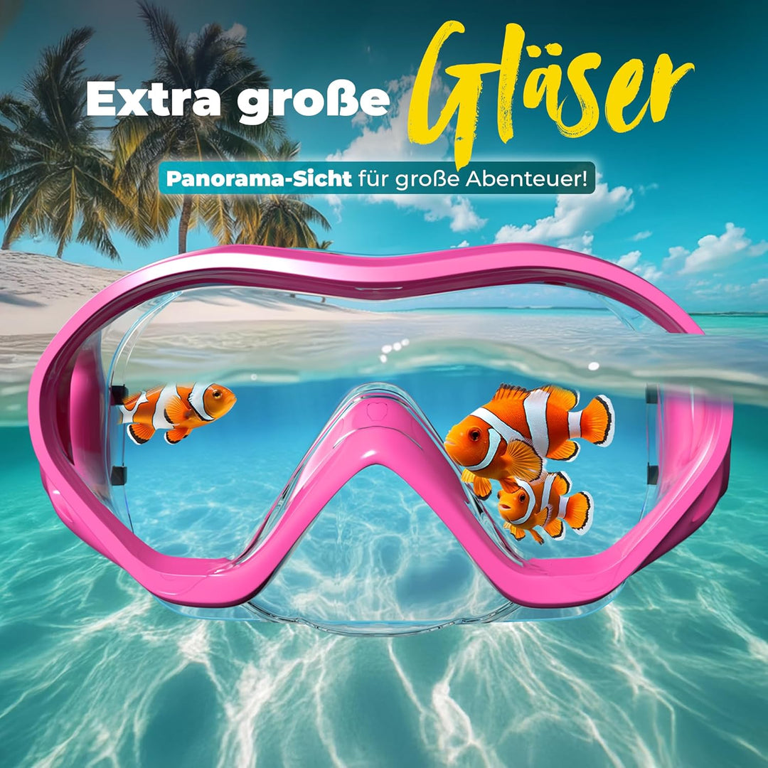KIDVERSE Taucherbrille Kinder mit Nase - CE & Dermatest geprüfte Kinder Taucherbrille mit Stoffband