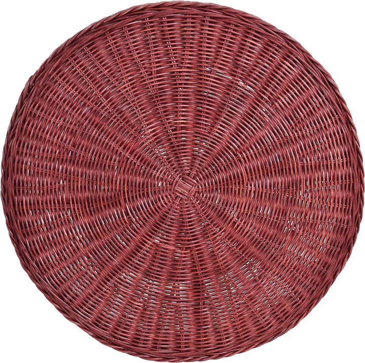 Rattan-Tisch/Beistelltisch Rund/Couchtisch Rattantisch Ablage (Bordeaux Rot)