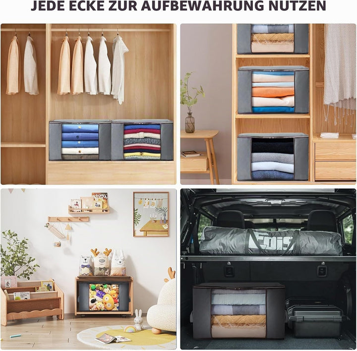 4 Stück Grosse Aufbewahrungstasche, 60L Faltbare Aufbewahrungsbox Mit Deckel, Aufbewahrung Kleidung,