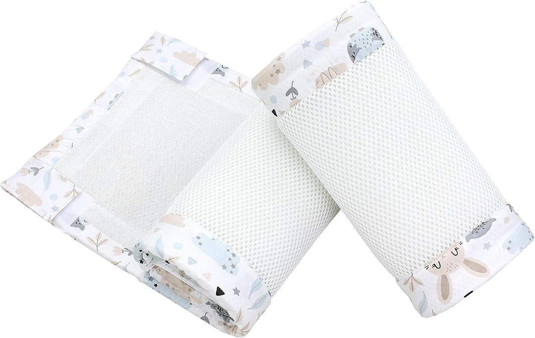 TupTam Gitterstäbe Schutz Netz Babybett Nestchen 3D Mesh 2 Pack, Farbe: Extra Dickes 8mm Netz/Hase E