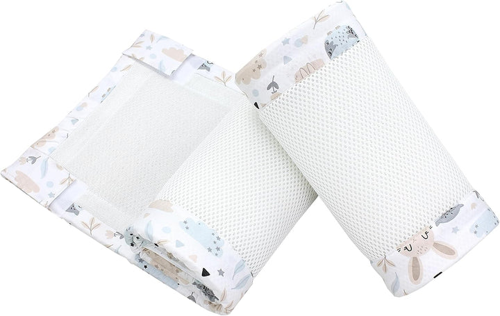 TupTam Gitterstäbe Schutz Netz Babybett Nestchen 3D Mesh 2 Pack, Farbe: Extra Dickes 8mm Netz/Hase E