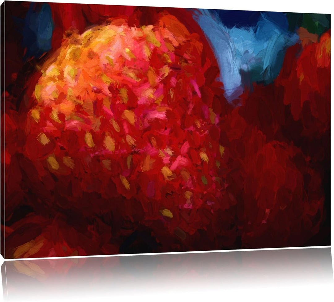 reife Erdbeeren Deluxe Format: 100x70 cm auf Leinwand, XXL riesige Bilder fertig gerahmt mit Keilrah