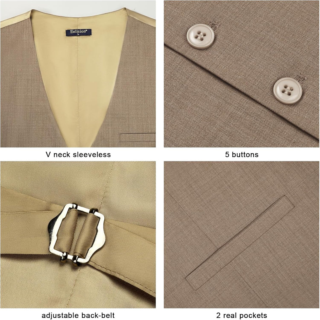Enlision Anzugweste für Herren Formelle Einfarbige Weste Hochzeit Elegant Anzugwesten Business Weste
