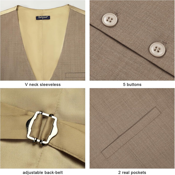 Enlision Anzugweste für Herren Formelle Einfarbige Weste Hochzeit Elegant Anzugwesten Business Weste