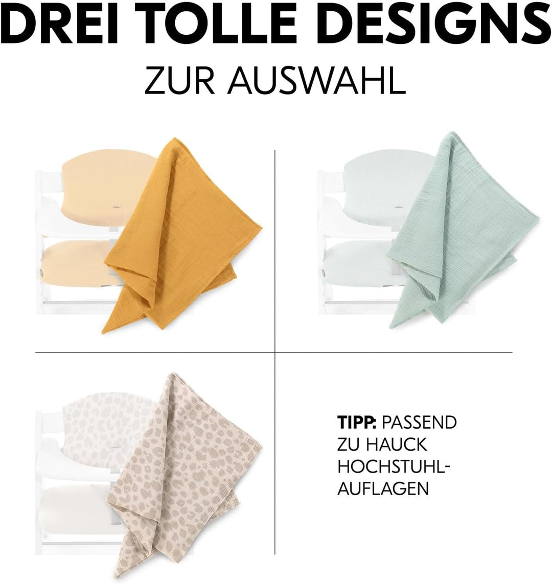 hauck 3 Musselintücher für Babys Cuddle N Clean, Spucktücher Pucktücher Stilltuch aus 100% weicher B