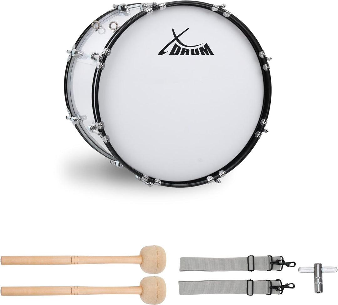 XDrum MBD-218 Marsch Bass Trommel, Fussball Pauke 18" x 12" (6,5 kg, 4 Ösen, Spannschrauben, inkl. P
