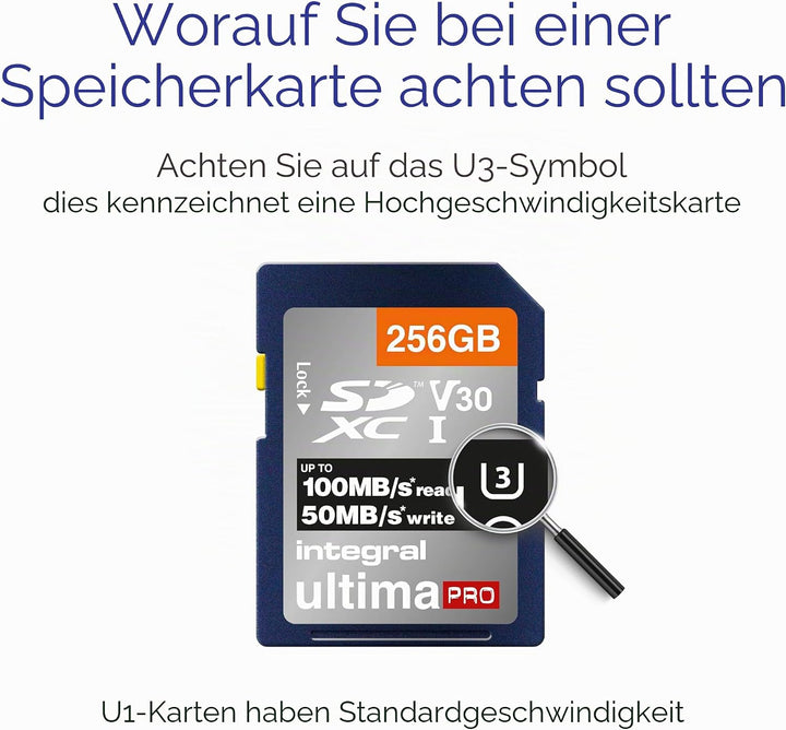 Integral SD Karte 256GB mit 6 Slot SD Kartenhalter Metall - 4K Ultra-HD Video Premium High Speed 100