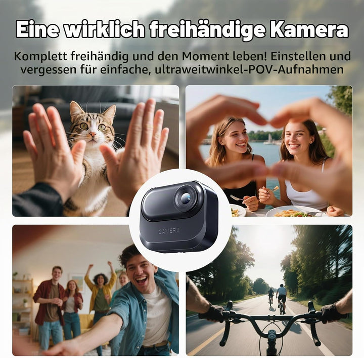 Mini Action Cam, 64GB Tragbare Sportkamera und Magnetische Ladebox mit 1150mAh Batterie, 1080P Klein