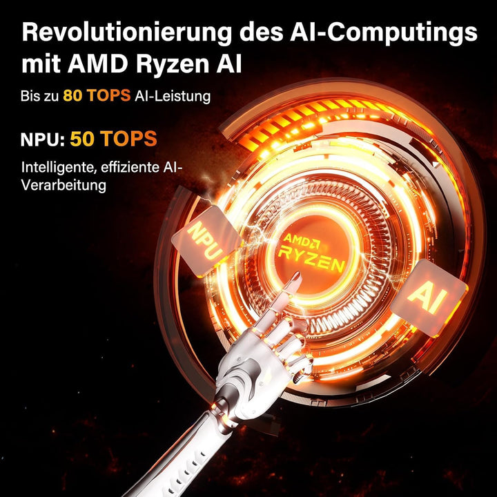 GEEKOM AI Mini PC A9 Max mit AMD Ryzen AI 9 HX 370(12C/24T, bis zu 5.1GHz), 32GB DDR5+ 2TB SSD, 2.5G