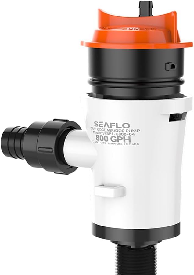 SEAFLO Luftsprudler Livewell Pumpe, 12 V, 800 GPH, tauchfähig, abnehmbare Kartusche (gerade) Straigh
