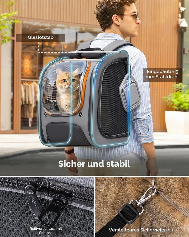 pecute Katzenrucksack Bubble Haustier Rucksack mit Netzfenster, Tragbare und Faltbare Katzentasche,