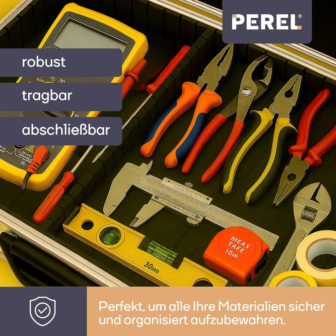 Perel 1819 Werkzeugkoffer aus Aluminium, 42.5 X 30.5 X 12.5 cm 42.5 X 30.5 X 12.5 cm Schwarz,silber,