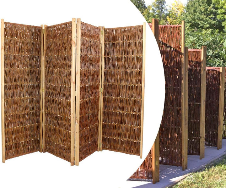 Spanische Wand Raumteiler 4teilig 150 x 240cm aus Weide - Hochwertiger Sicht- und Windschutz aus Wei
