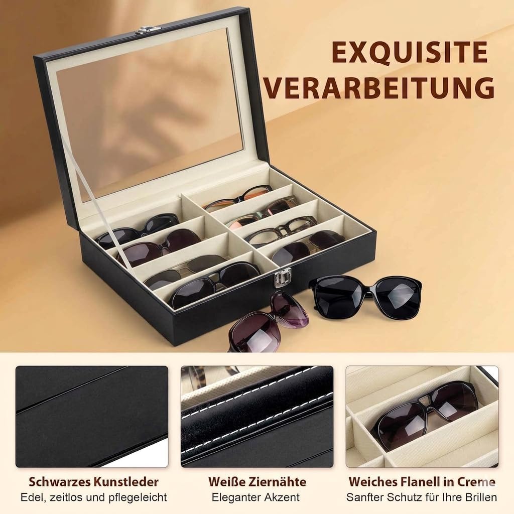 CO-Z Brillenbox Brillenaufbewahrung Brillen Aufbewahrungsbox Sonnenbrillen Case von 8 Brillen Sonnen