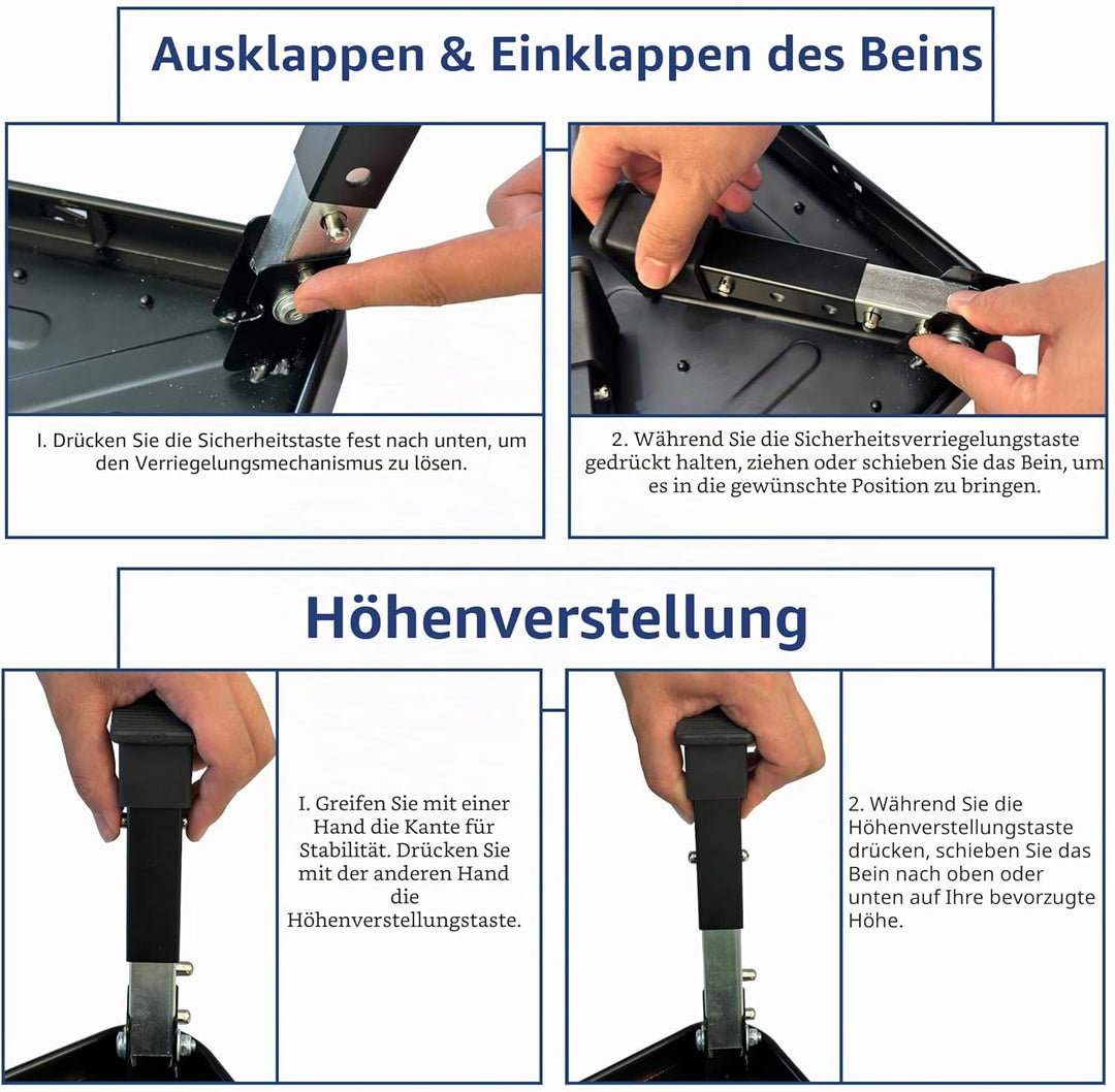 BONTEC 3-stufig höhenverstellbarer klappbarer Tritthocker mit rutschfester Plattform und Gummifüssen