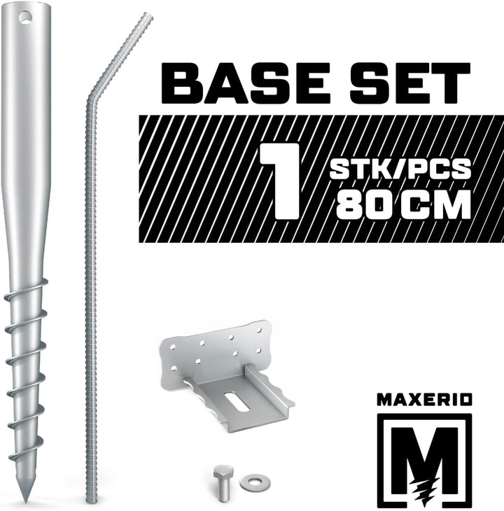 Maxerio 80 cm Base-Set 1er Schraubfundamente + Zubehör; Ø 60 x 2; M12 1er-Set, 1er-Set