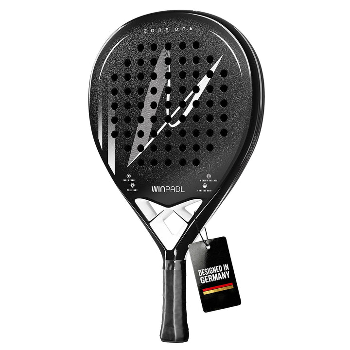 Padelschläger Zone One aus Carbonfaser - 100% Carbon-Rahmen, Soft-Eva-Kern, 365 g, Tropfenform, raue