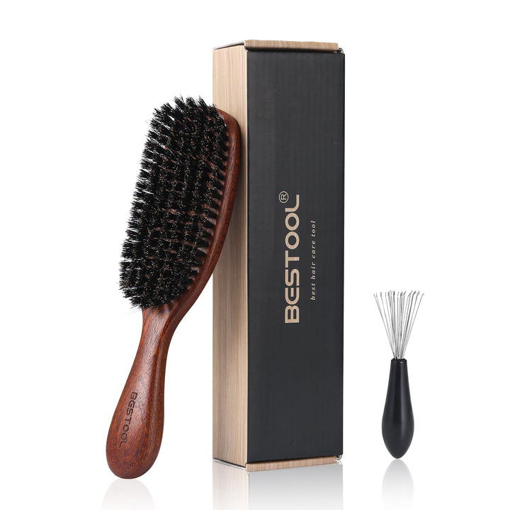 BESTOOL Haarbürste, Wildschweinborsten Bürste für Damen Herren, Naturborsten Bürste für dünnes, fein