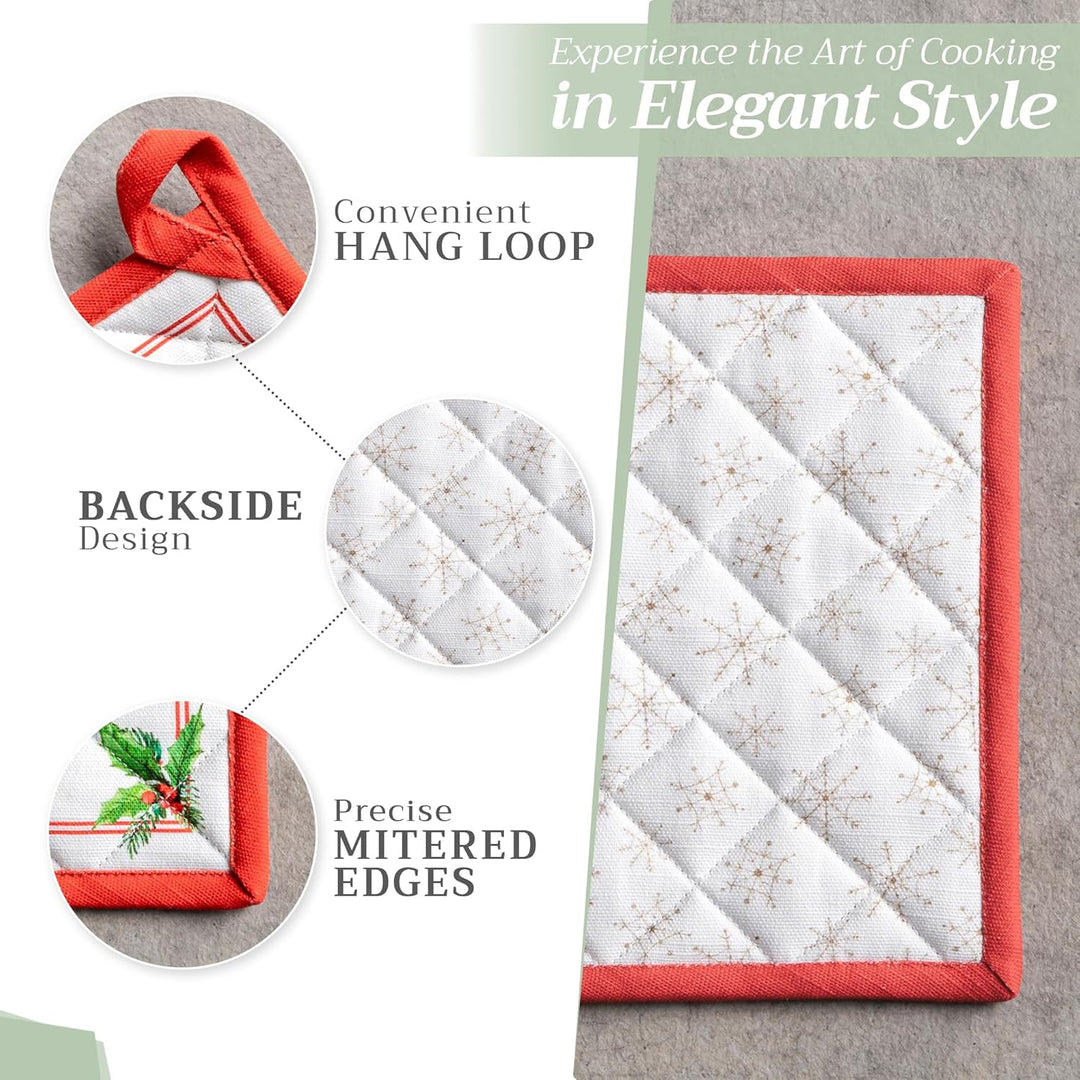 Maison d' Hermine Topflappen 100% Baumwolle hitzebeständig Set mit 2 Topflappen (20cm x 20cm) Hot Pa