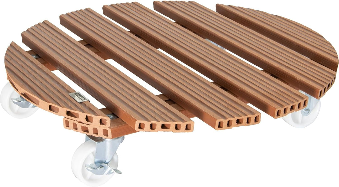 Wagner Pflanzenroller WPC Ø 50 x 11 cm I Blumenroller für Aussenbereich + Innenbereich I Kübelroller