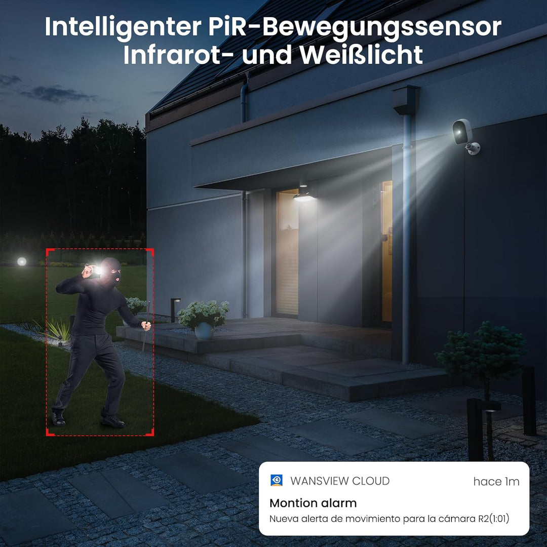 GALAYOU 2K Überwachungskamera Aussen Akku - WLAN Kamera Überwachung Aussen/Innen akku, Aussenkamera
