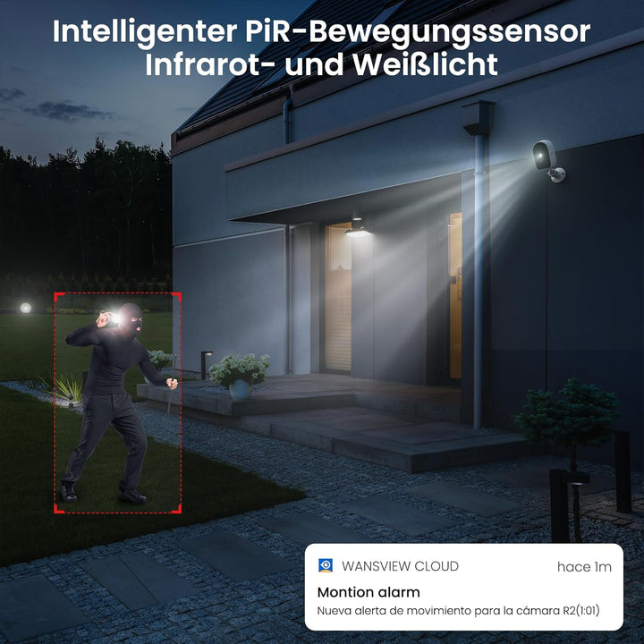 GALAYOU 2K Überwachungskamera Aussen Akku - WLAN Kamera Überwachung Aussen/Innen akku, Aussenkamera