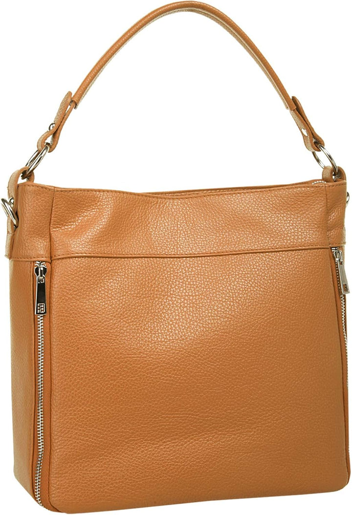 Handtasche Echt Leder Damen Made in Italy, Smartphonefach, Damentasche aus Rindleder, Umhängetasche