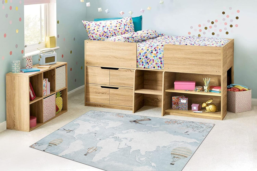 Kinderteppich Bambino Waschteppich Weltkarte für Kinder Anti-Rutsch - blau 140x190 cm 140x190 cm Bam