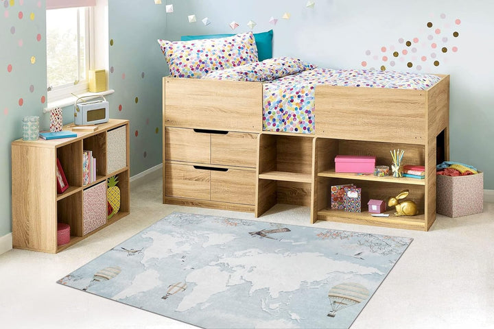 Kinderteppich Bambino Waschteppich Weltkarte für Kinder Anti-Rutsch - blau 140x190 cm 140x190 cm Bam