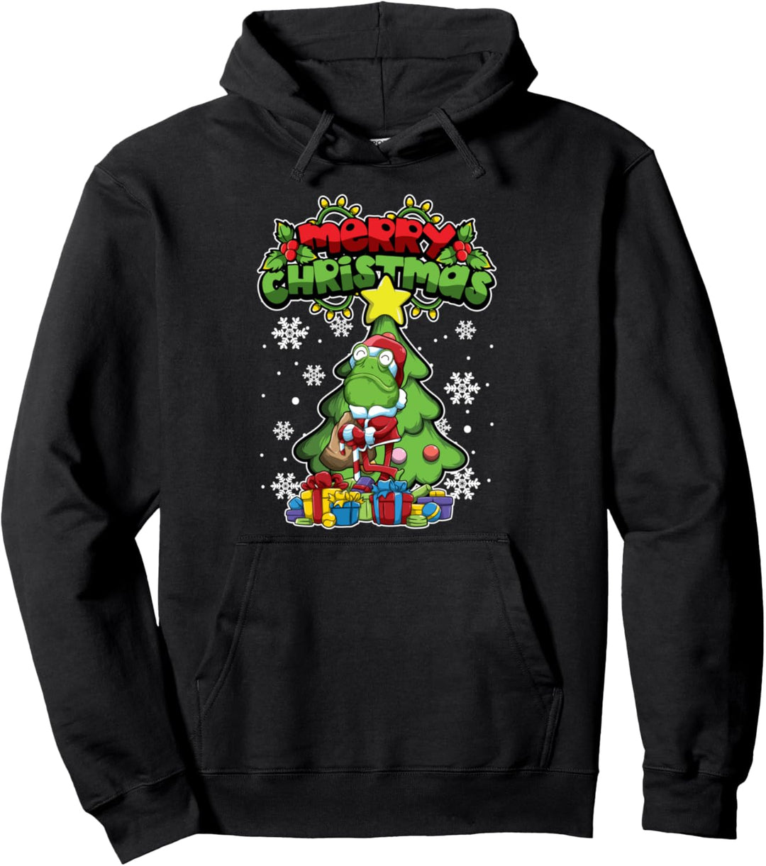 Frosch mit Weihnachtsmotiven Pullover Hoodie