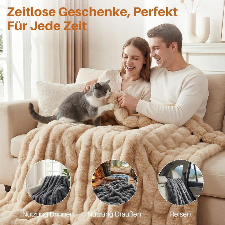 Kuscheldecke Kaninchen Plüsch Decke Super Soft Wohndecke Dick 1000 G/M² Flanell Decke Couchdecke War