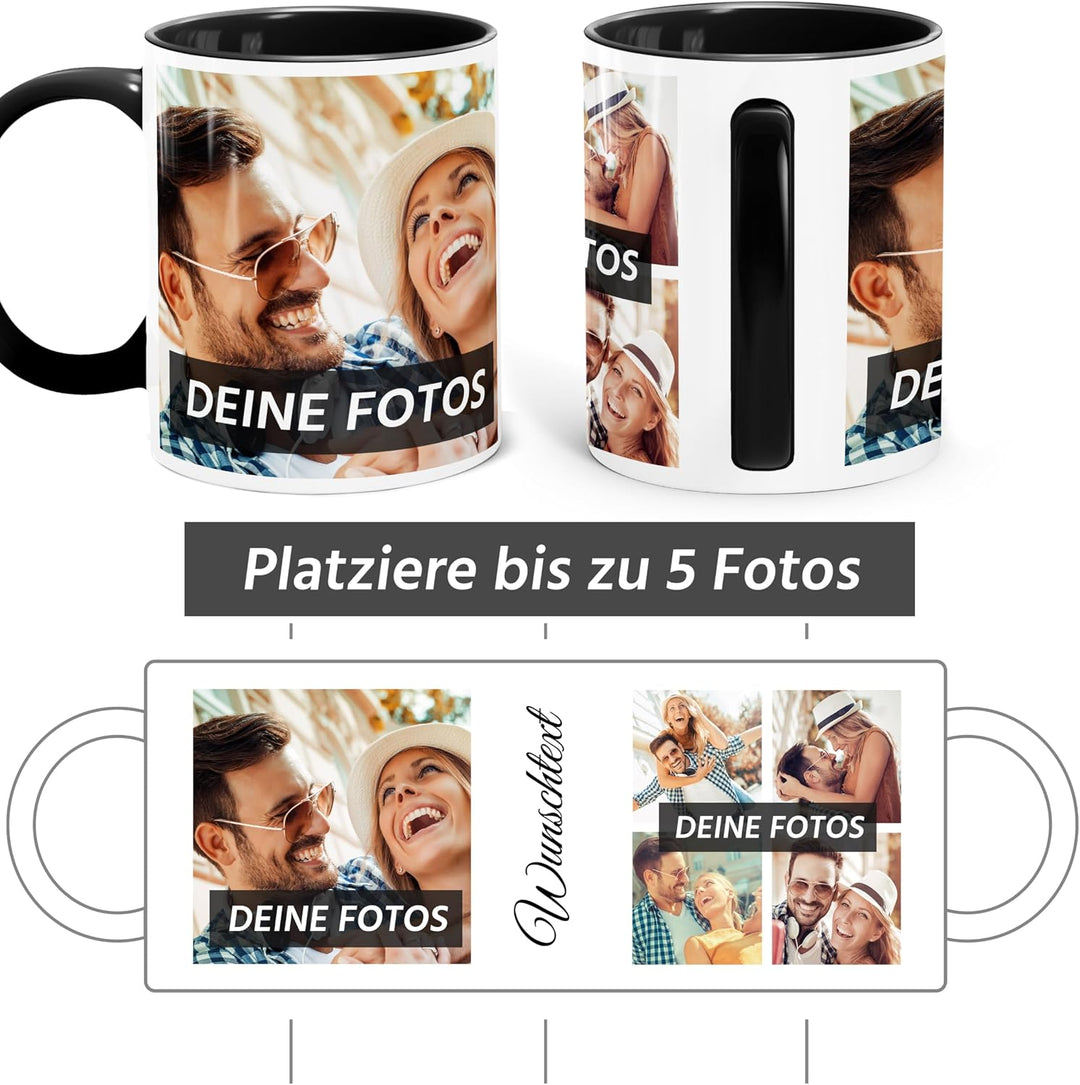 Tasse personalisiert Fotocollage Fototasse mit bis zu 5 Fotos persönliches Geschenk Kaffeetasse mit