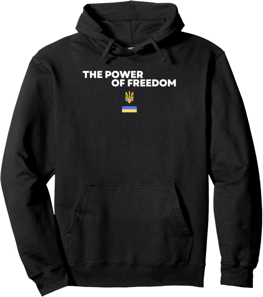 Die Macht der Freiheit Dreizack Ukrainische Flagge Symbol Pullover Hoodie