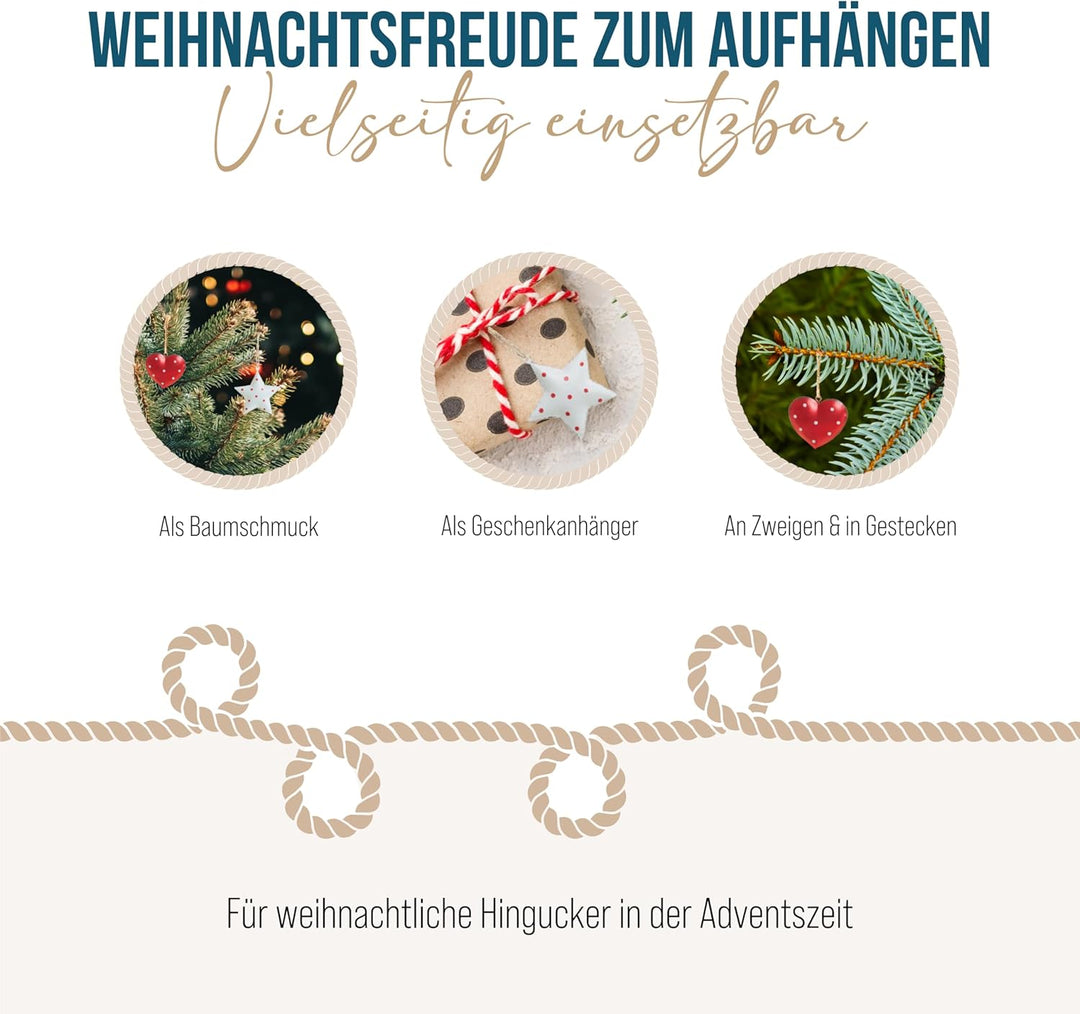 Logbuch-Verlag 12 kleine Weihnachtsanhänger rot weiss grün - Weihnachtsdeko zum Aufhängen 5 cm Baums