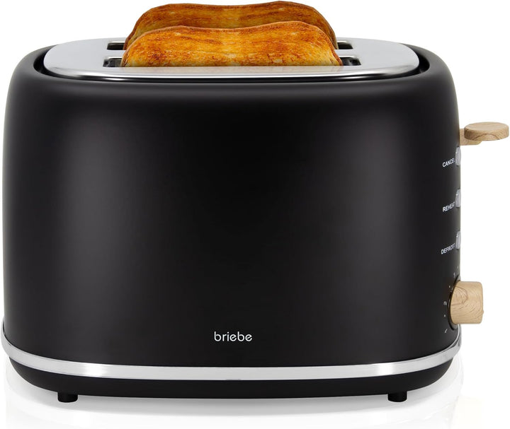 briebe Nordic Set Toaster 2 Scheiben Breite Schlitze mit Brötchenaufsatz, 6 Toast Stufen + Wasserkoc