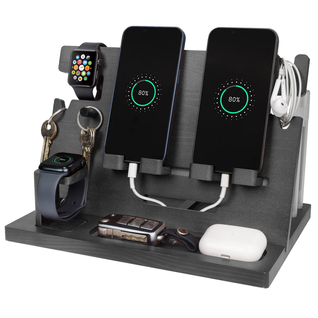Geschenke für Männer Weihnachten Holz Telefon Dockingstation Uhren Geldbörsen Nachttisch Organizer G