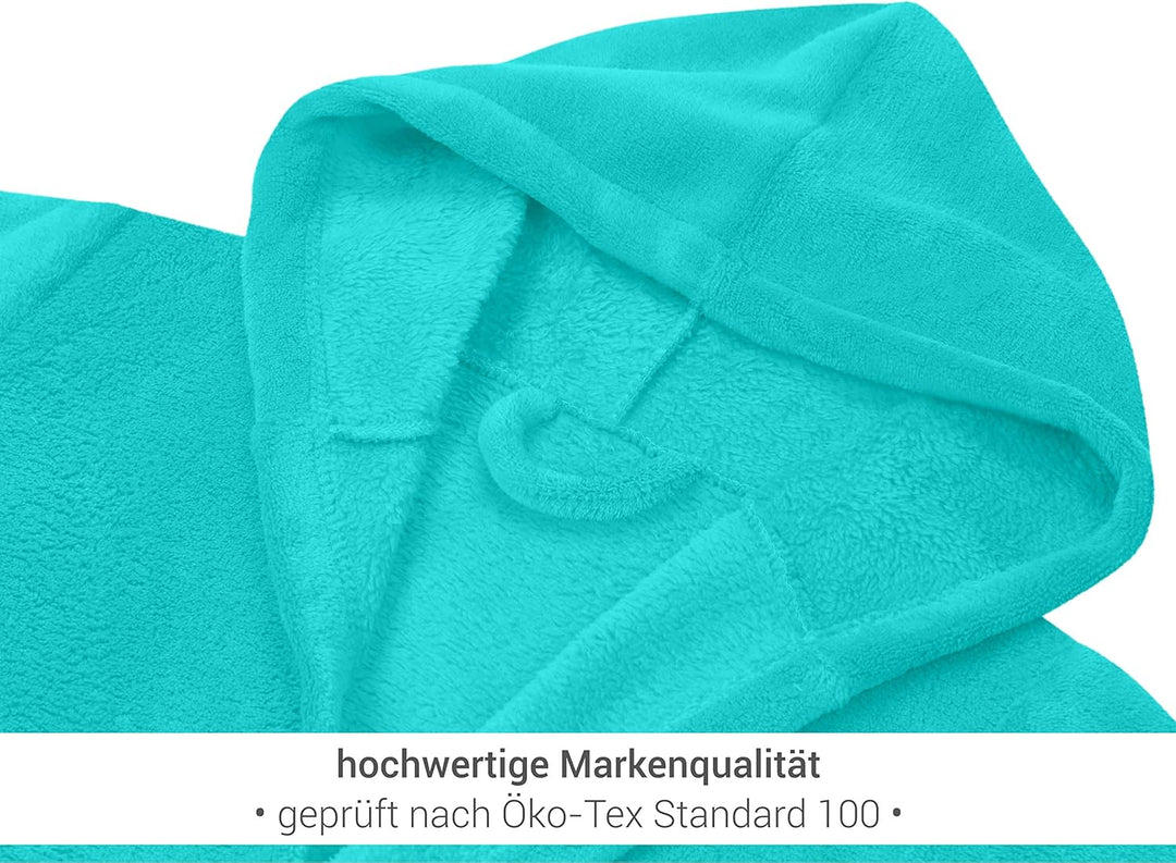 Kinder Bademantel - Kuschelfleece für Jungen u Mädchen 1522.2202, 3-5 Jahre, beere 9-11 Jahre Türkis