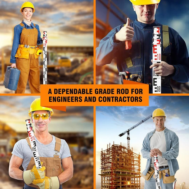 GEOLENI Nivellier Messlatte, Aluminium Nivellierlatte, Teleskop Nivellierlatte, 4m Länge in 5 Segmen