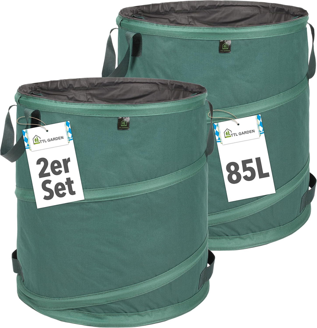 TTL Garden 2x 85L Premium Pop Up Gartensack - 220gsm 600D Oxford Gewebe selbstaufstellend extra robu
