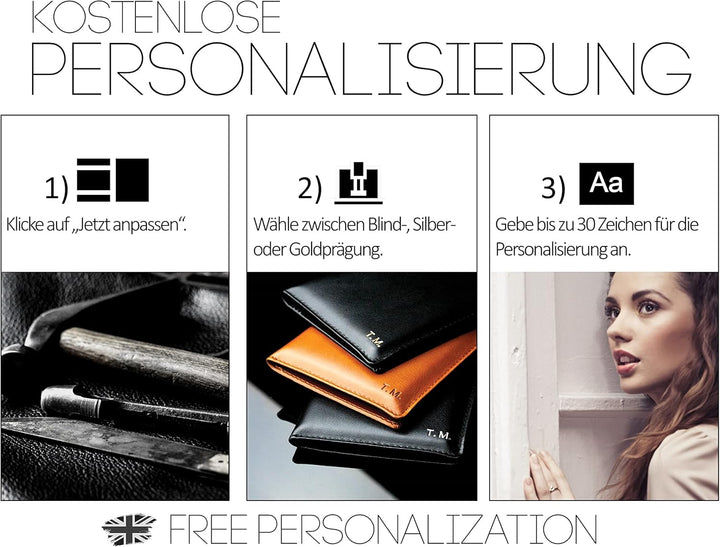 DELMON VARONE - Personalisierbare Schreibmappe DIN A4 aus Cambridge Top Grain Leder rot, Organizer K