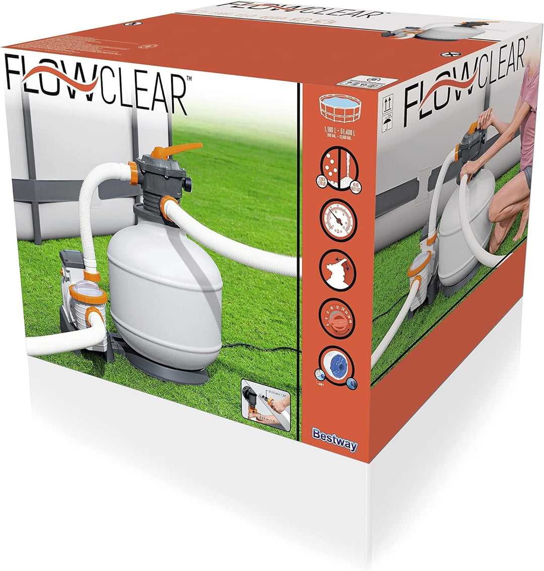Bestway Water_Pump Flowclear Sandfilterpumpe für oberirdische Pools, Durchflussmenge 8327 l/h 8 327