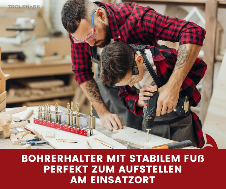 Bohrerhalter leer, aus Edelstahl rostfrei - Organizer für 46 Bohrer, für Lochwand mit Quadratlochung